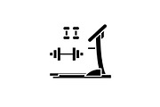 Gym training black icon, vector sign