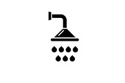 Shower black icon, vector sign on