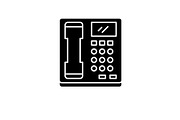 Telephone black icon, vector sign on
