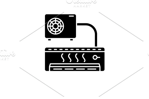 Air conditioner black icon, vector