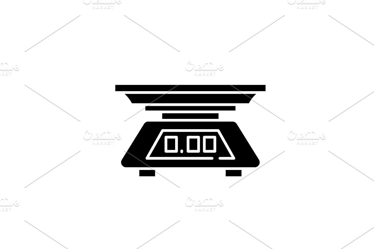 Kitchen scale black icon, vector in Illustrations - product preview 8