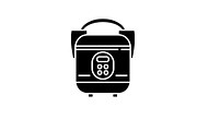 Slow cooker black icon, vector sign