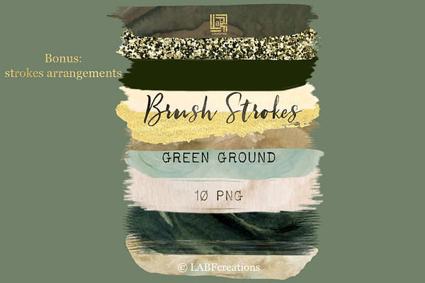 Green Ground. Brush Strokes Clip Art