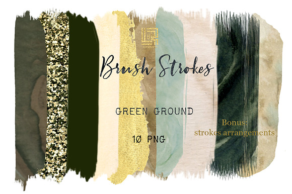 Green Ground. Brush Strokes Clip Art in Illustrations - product preview 1