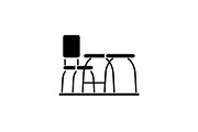 Furniture desk black icon, vector