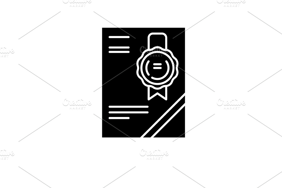 Cerificate black icon, vector sign in Illustrations - product preview 8