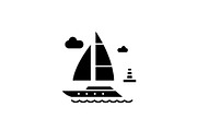 Pleasure boat black icon, vector