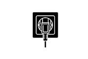 Electric outlet black icon, vector