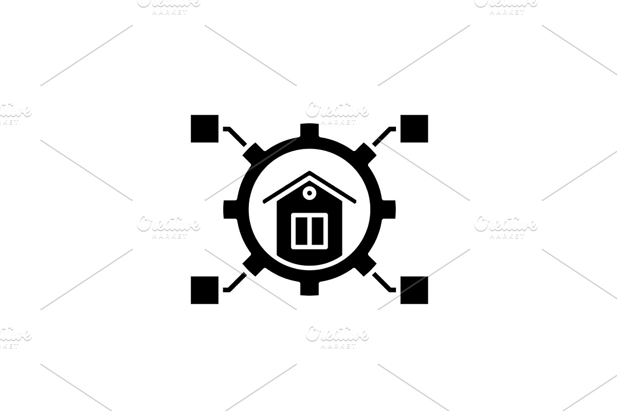 Smart habitation black icon, vector in Illustrations - product preview 8