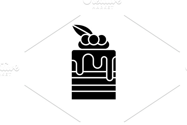 Tiramisu black icon, vector sign on