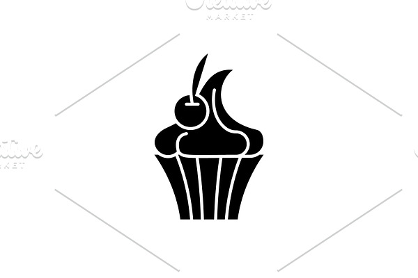 Creme brulee black icon, vector sign