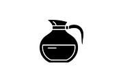 Glass teapot black icon, vector sign