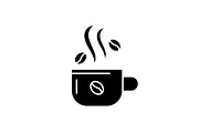 Cup of coffee black icon, vector