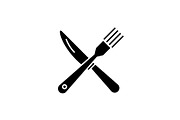 Fork and knife black icon, vector