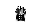 French fries black icon, vector sign