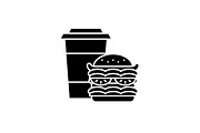 Hamburger and coffee black icon