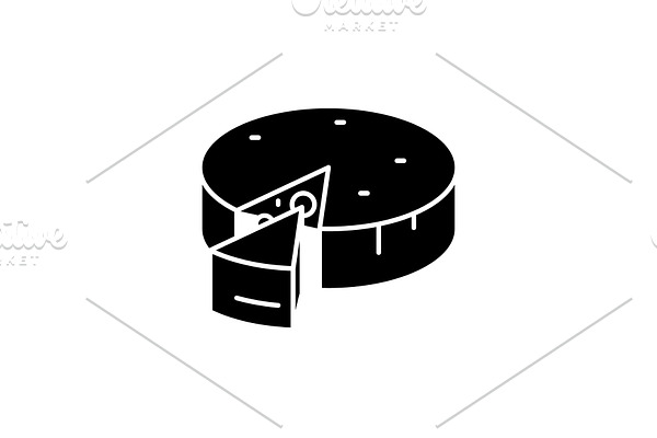 Cheese black icon, vector sign on