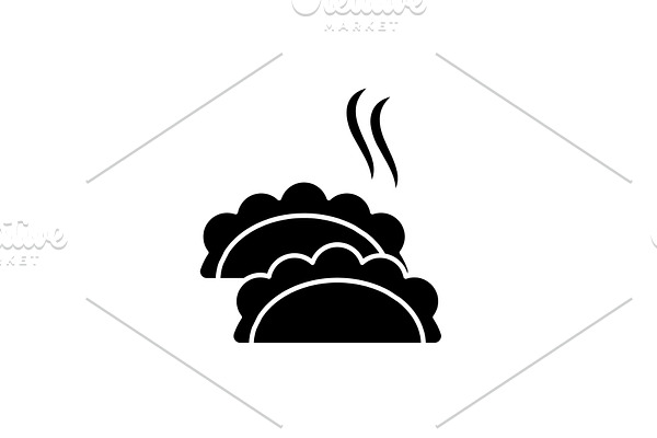 Dumplings black icon, vector sign on