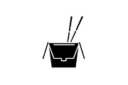 Noodles in a box black icon, vector