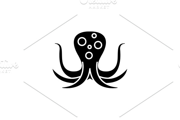Big octopus black icon, vector sign