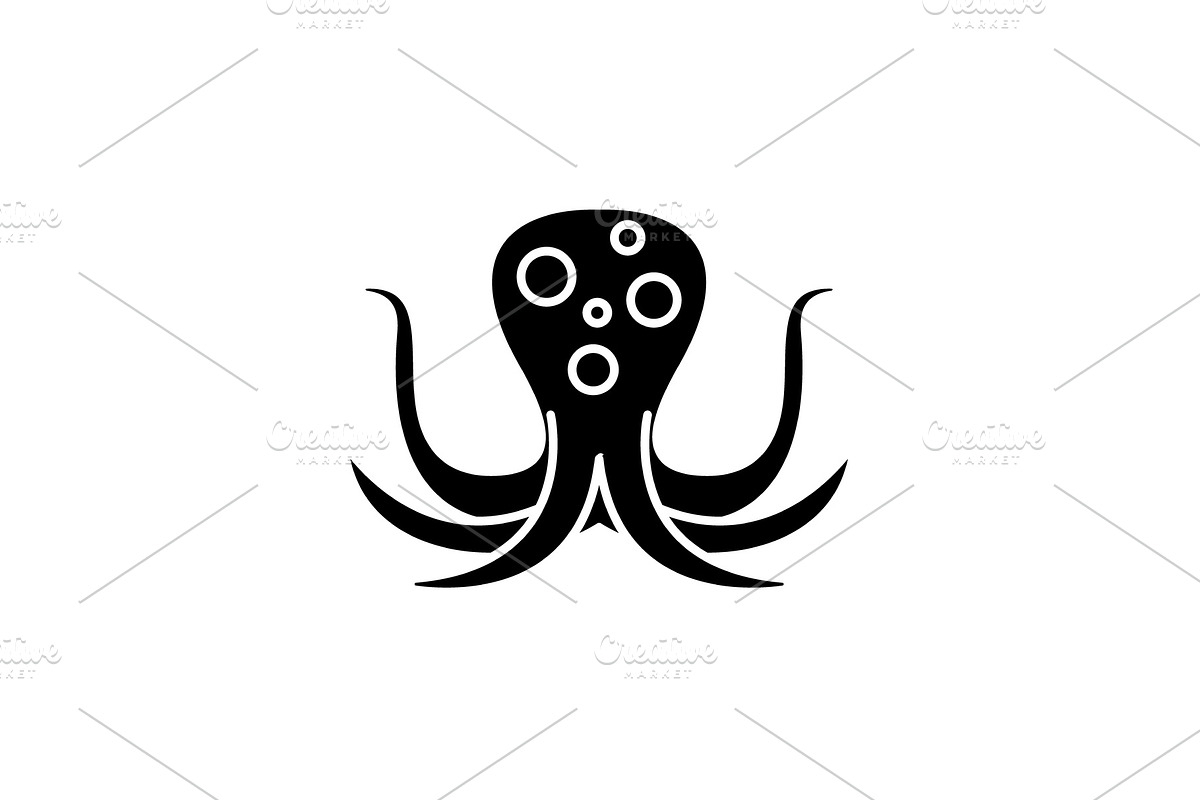 Big octopus black icon, vector sign in Illustrations - product preview 8