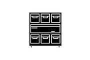 Cabinet with documents black icon