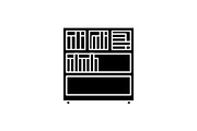 Bookcase black icon, vector sign on