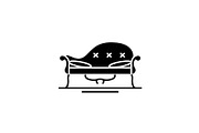 Couch black icon, vector sign on