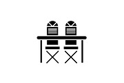 Kitchen table and chairs black icon