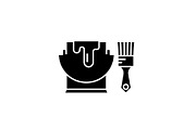 Paint and brush black icon, vector