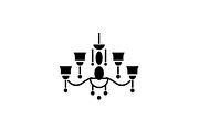 Pendant lamp black icon, vector sign