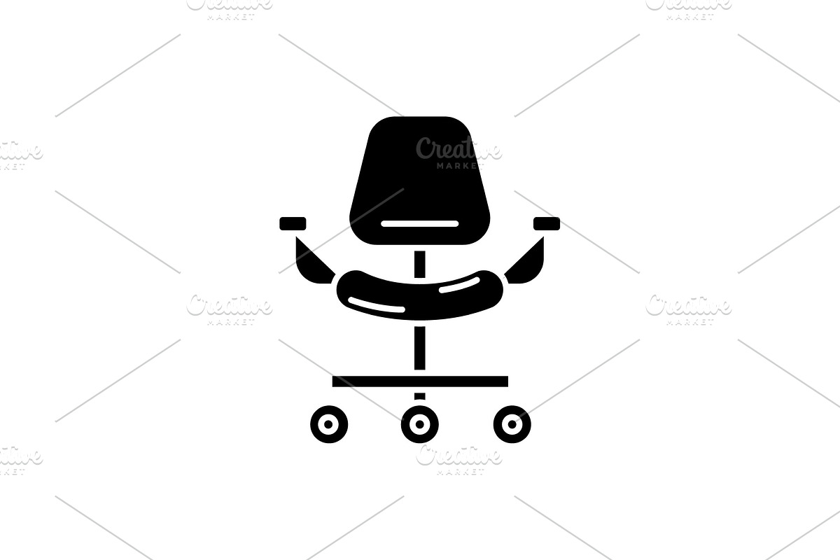 Ergonomic chair black icon, vector in Objects - product preview 8