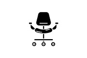 Ergonomic chair black icon, vector
