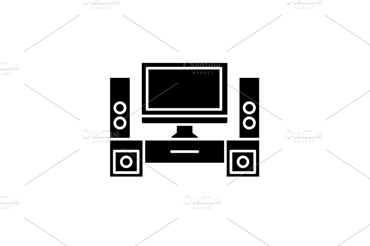 Home cinema black icon, vector sign in Illustrations - product preview 8
