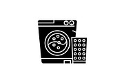 Washer black icon, vector sign on