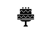 Cute wedding cake black icon, vector