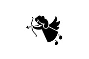 Cupid black icon, vector sign on