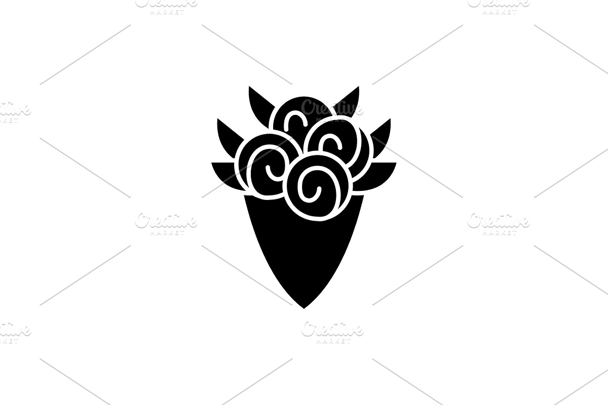 Bouquet of roses black icon, vector in Illustrations - product preview 8