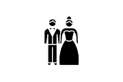 Newlyweds black icon, vector sign on