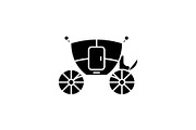 Wedding carriage black icon, vector