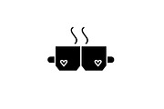 Love tea black icon, vector sign on
