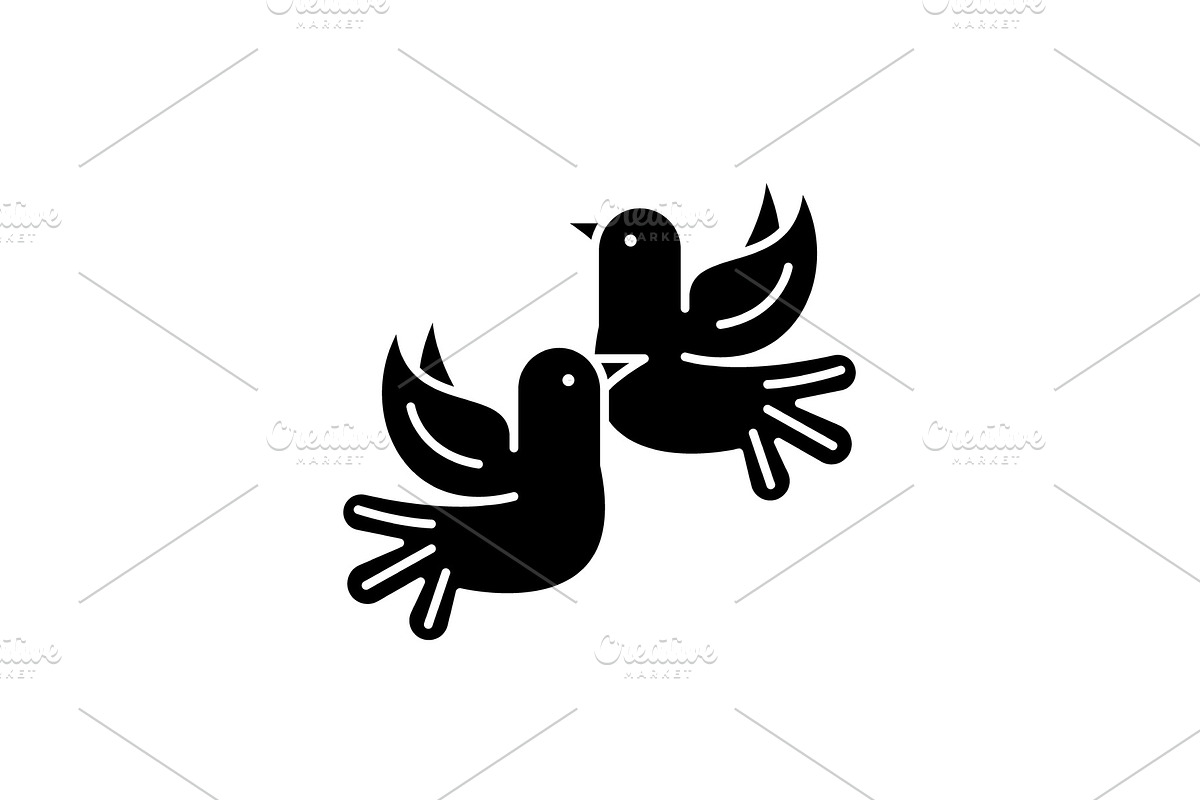 Pigeons black icon, vector sign on in Illustrations - product preview 8