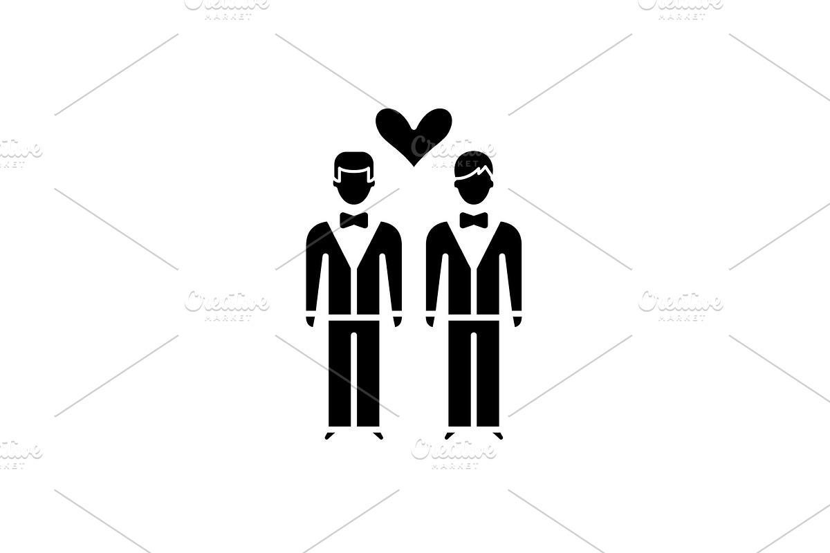 Same-sex marriage black icon, vector in Illustrations - product preview 8