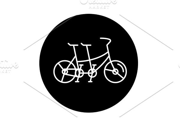 Double bike black icon, vector sign