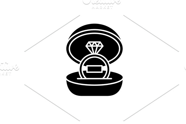 Marriage ceremony black icon, vector