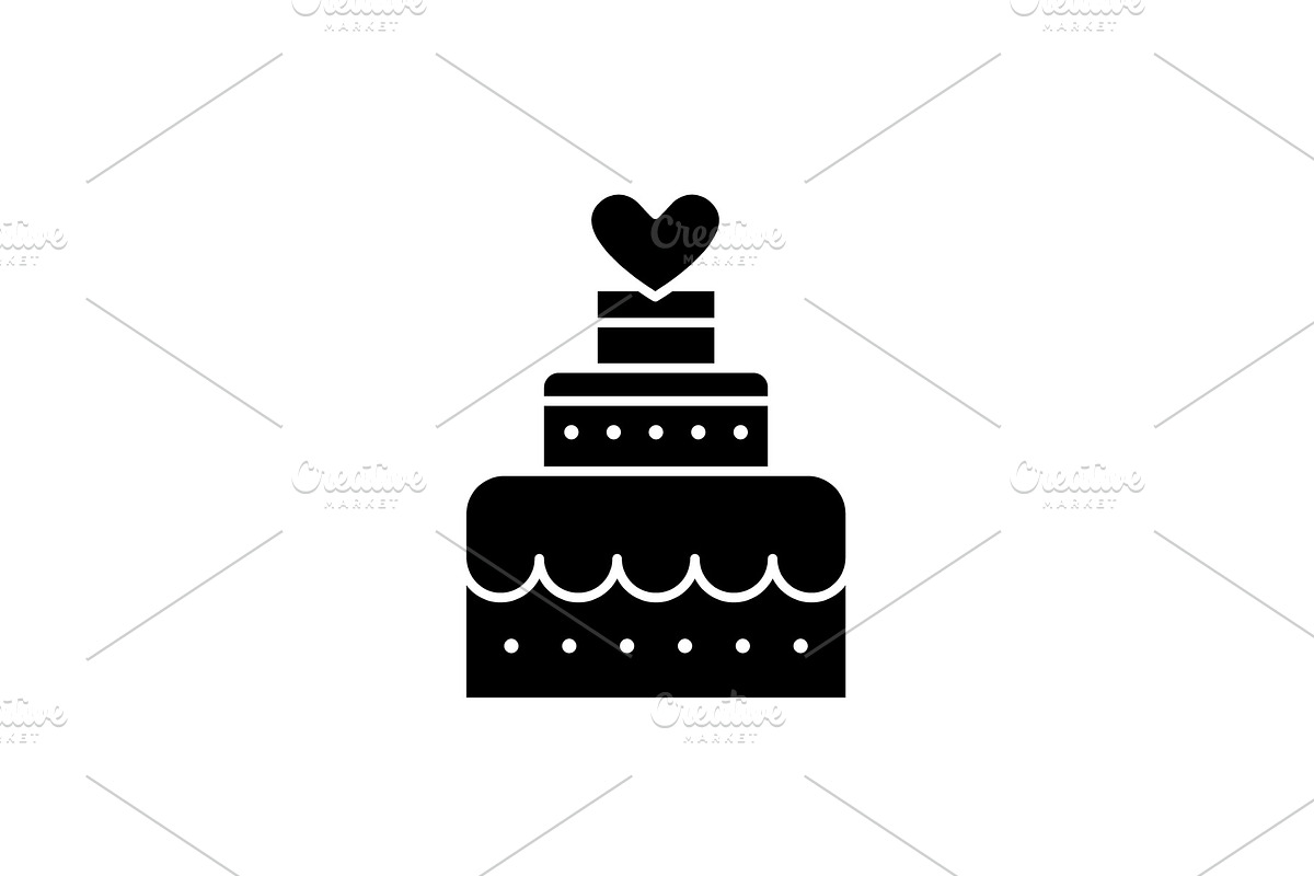 Wedding cake black icon, vector sign in Objects - product preview 8