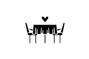 Date in the restaurant black icon