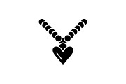 Heart pendant black icon, vector