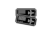 Airline tickets black icon, vector