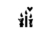 Wax candles black icon, vector sign